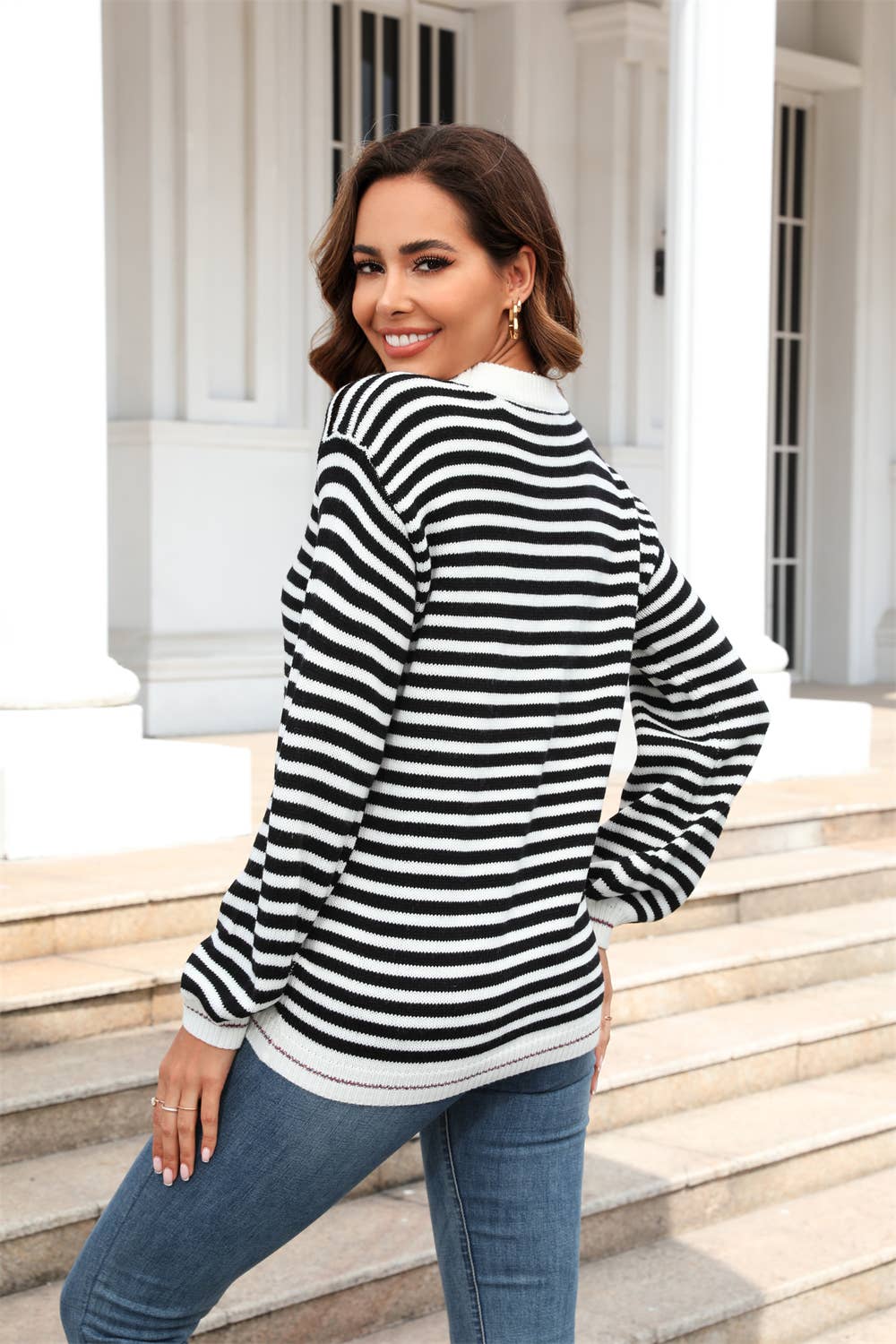 STRIPED CROSS-BORDER LONG-SLEEVED WOMEN KNITWEAR