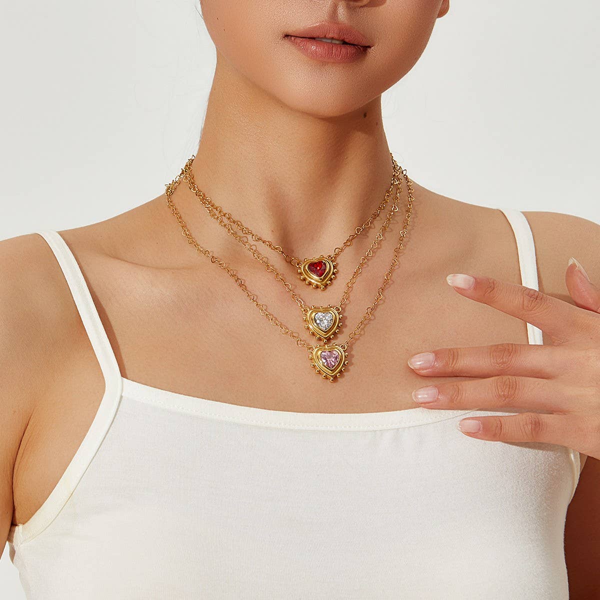 Minimalist Stainless Steel Heart Zircon Necklace