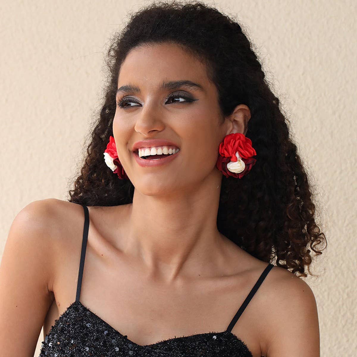 Colorblock Fabric Flower Stud Trendy Earrings