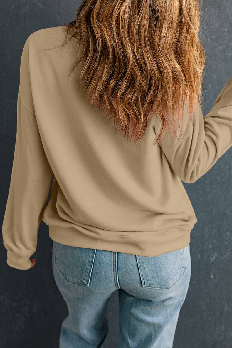 SOLID COLOR LOOSE ROUND NECK PULLOVER HOODIE