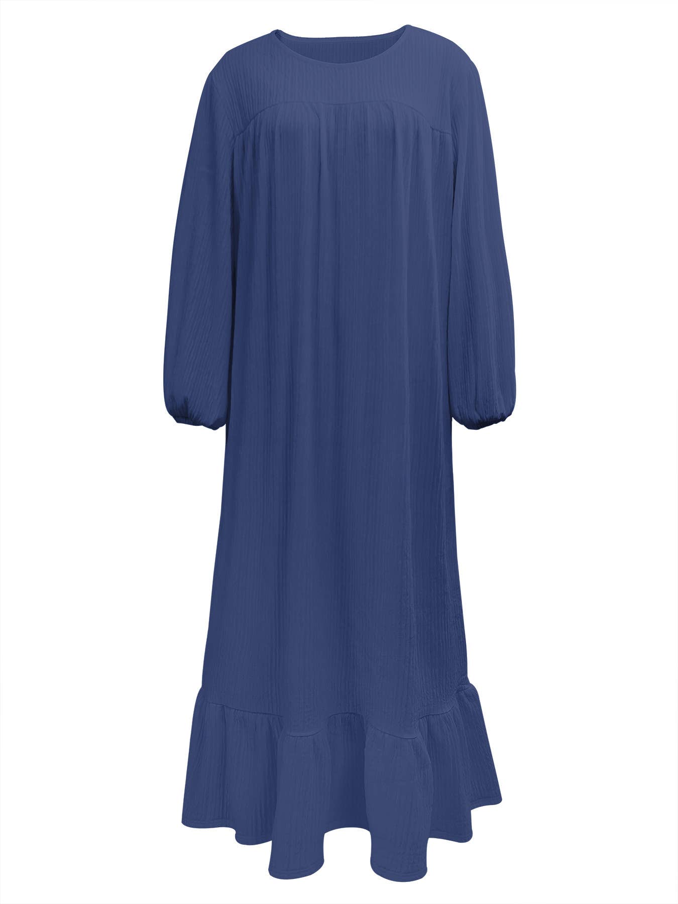 Retro solid-color ruffled hem dress