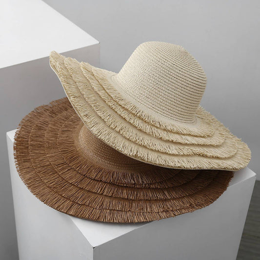 SUMMER TRAVEL STRAW HAT WOMEN'S LARGE BRIM CASUAL_CWAH1172