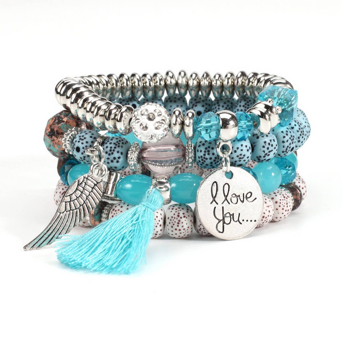 CWMM10449_BOHO WING CHARM MULTI LAYER BUDDHA BEAD BRACELET