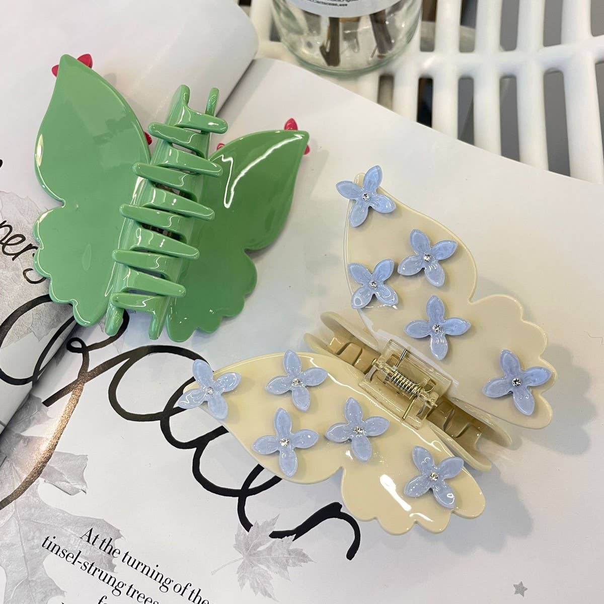 3D Butterfly Acetate Hair Claw, Floral Clip_CWASC1595