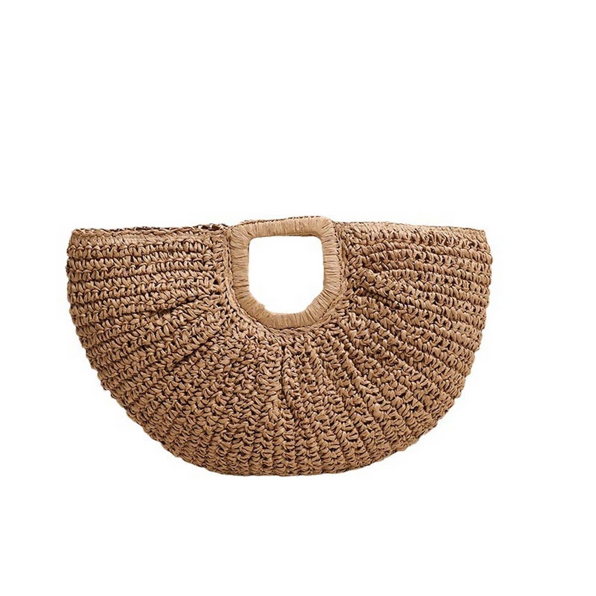 SQUARE HANDLE SEMI-CIRCLE PORTABLE STRAW BAG_CWAB1869