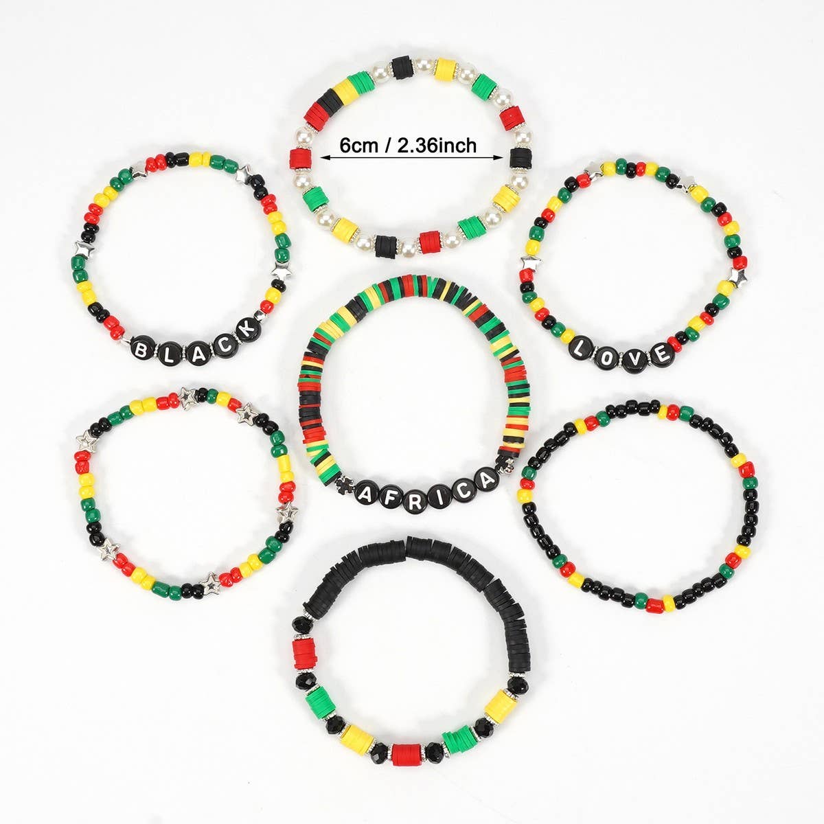 CWAJE05708_BOHO JUNETEENTH AFRICAN BEADED STRETCH BRACELET