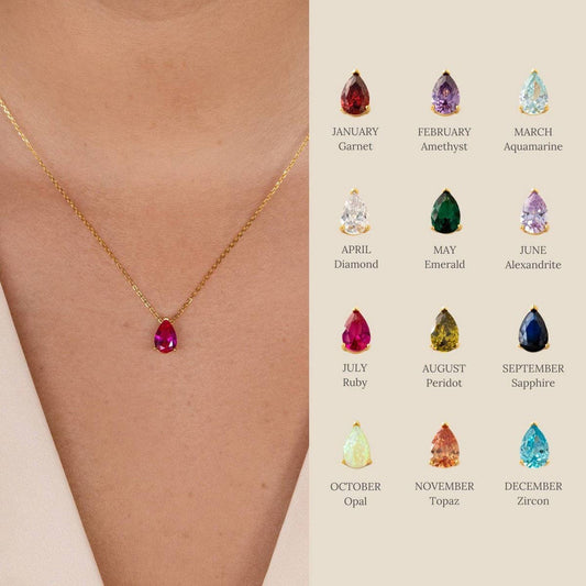 Teardrop Zircon December Birthstone Necklace