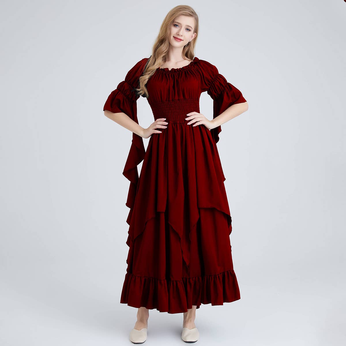 HALLOWEEN COSTUME SQUARE NECK TIED WAIST DRESS