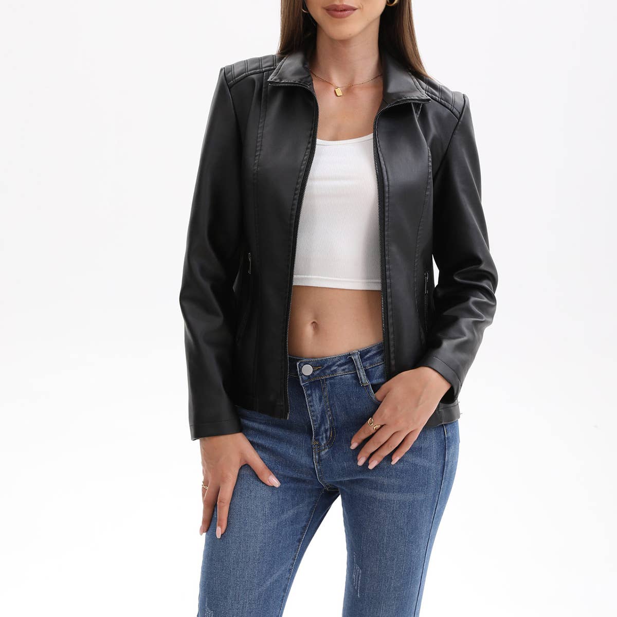 Short jacket knitted patchwork stretch coat