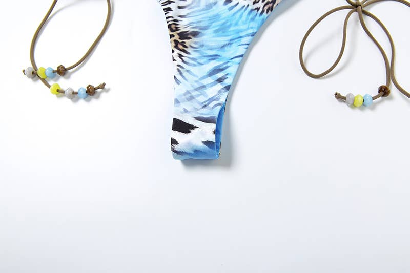 Trendy Sexy Printed Tie Bikini Three-Piece Set