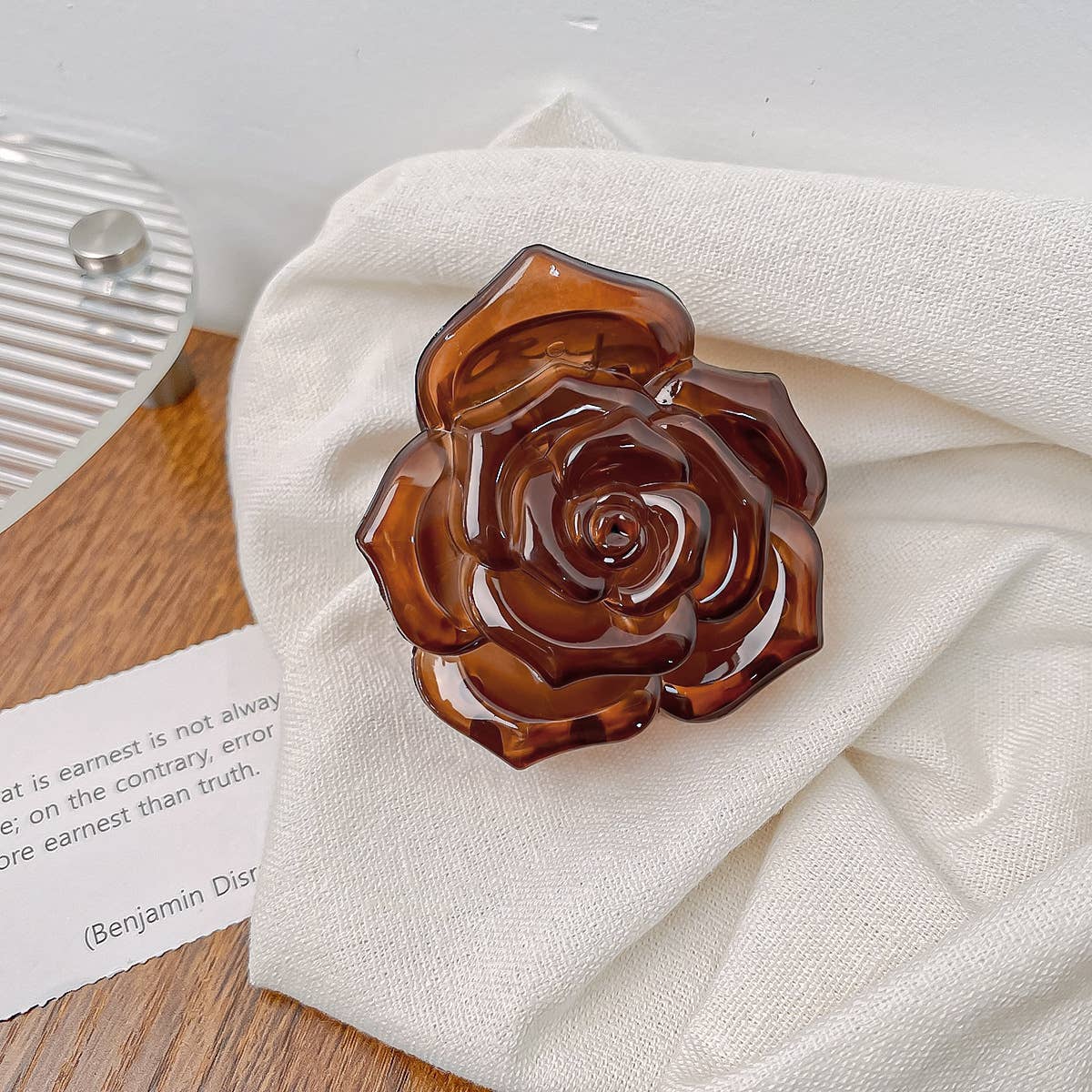 Vintage semi-transparent rose clipper hair clips