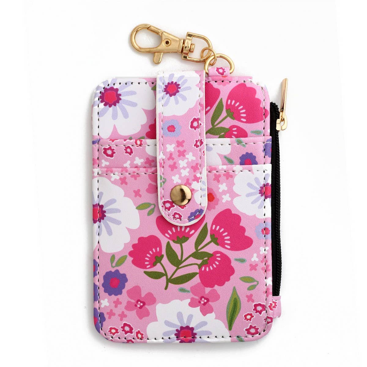 Floral Zipper Card Holder Vertical Mini Wallet_CWAB4941
