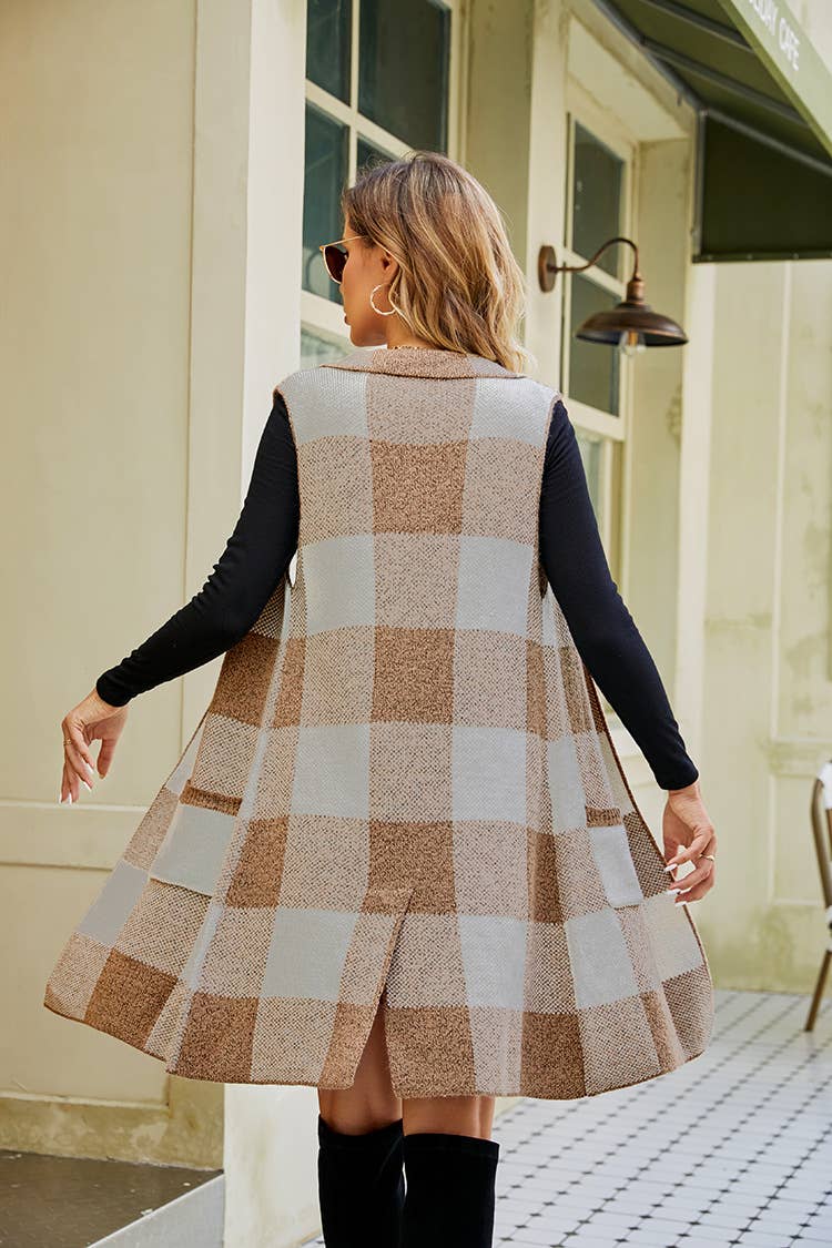 KNIT SLEEVELESS VEST SWEATER LONG WAISTCOAT