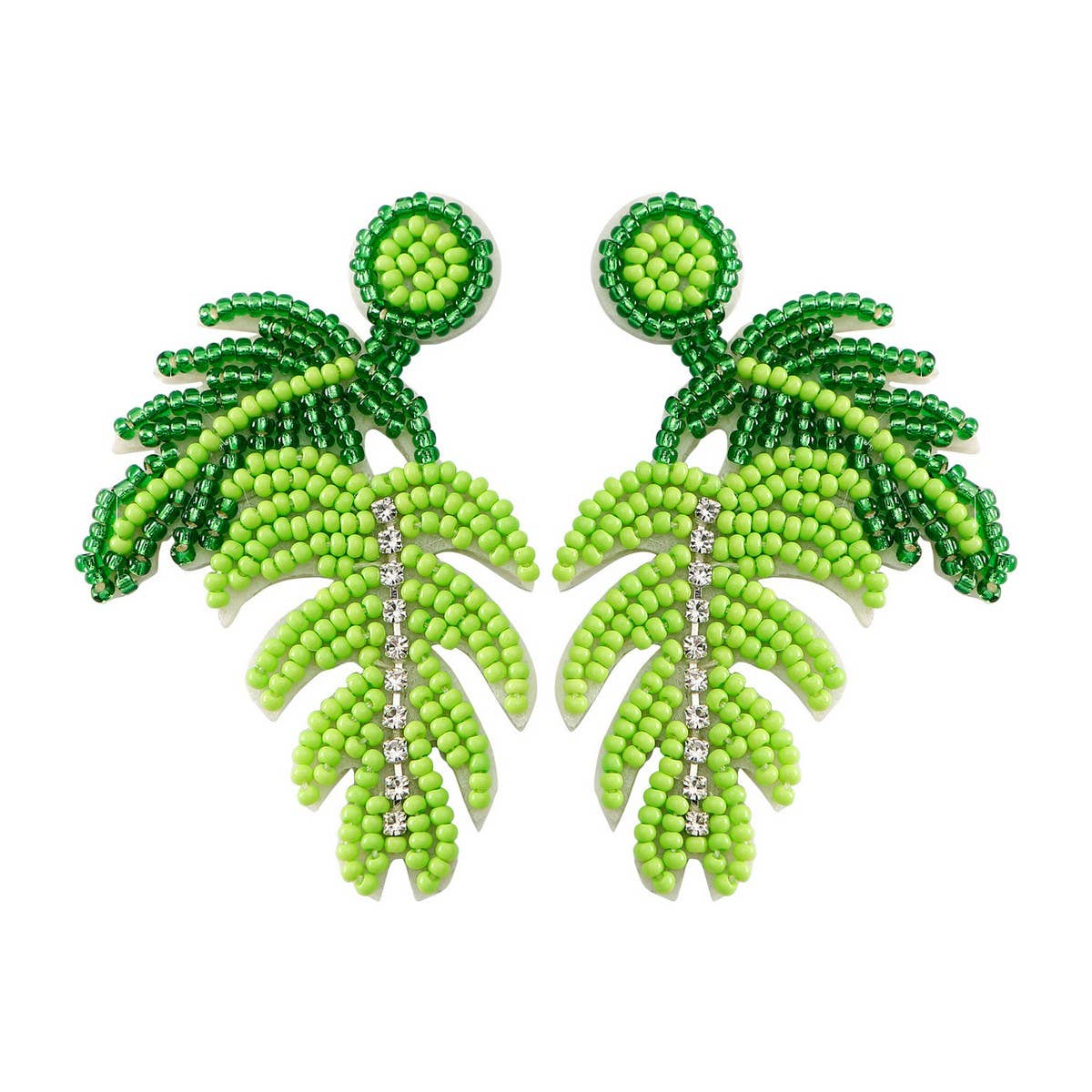 GREEN TURTLE LEAF NICHE HIGH-END BEADED EARRINGS