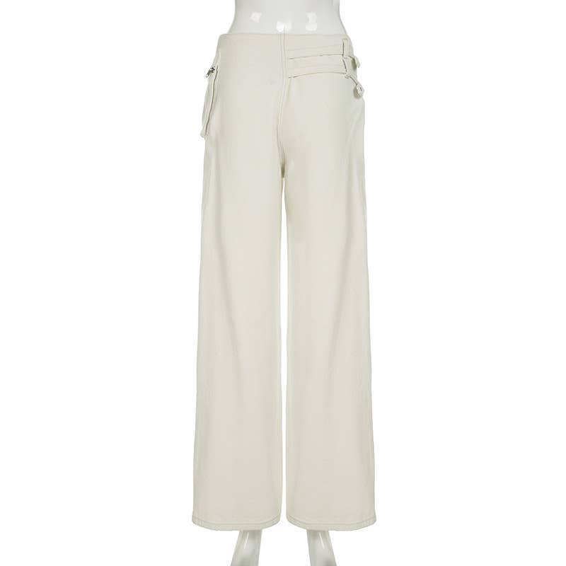 Workwear three-dimensional pocket straight pants