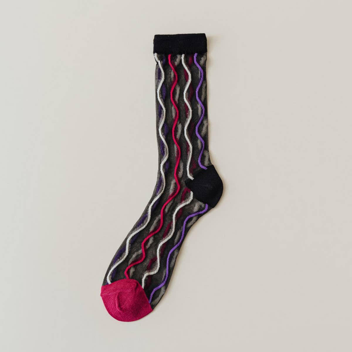 RETRO CASUAL FLORAL BLACK SOCKS_CWMS0562