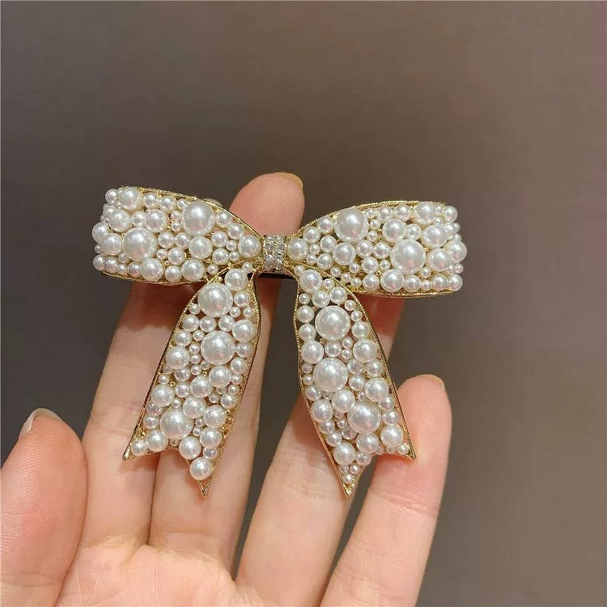 Pearl Bow Hair Clip ??5.5cm Elegant Spring Clip_CWAHA4676
