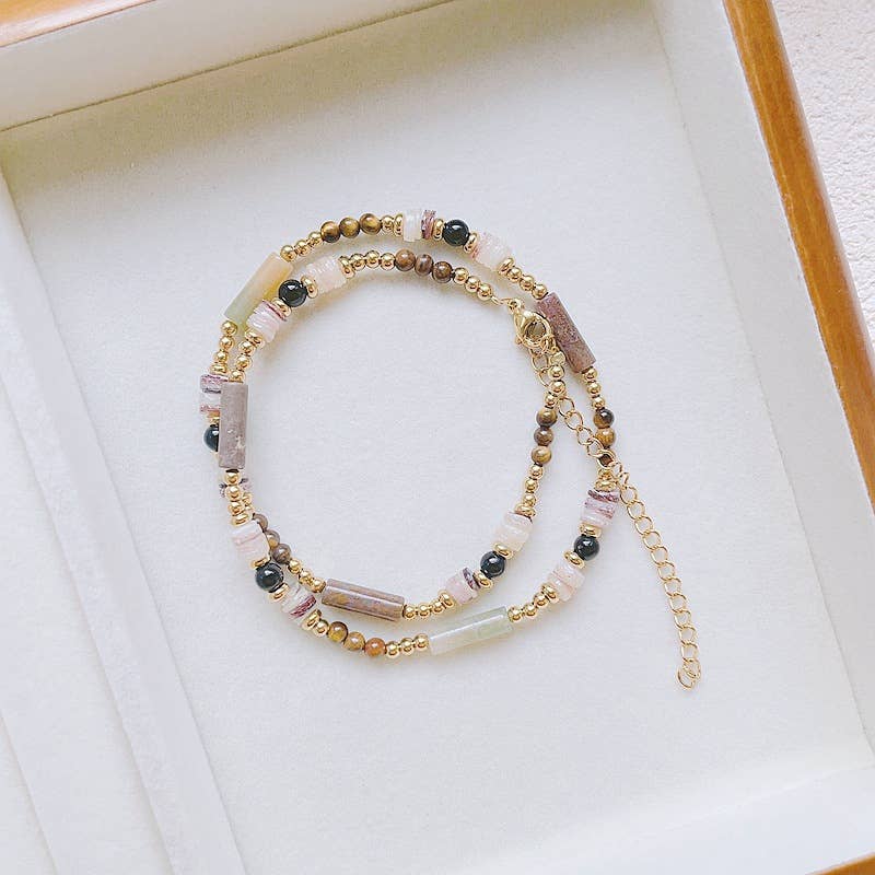 Natural stone hand-beaded Baroque pearl necklace