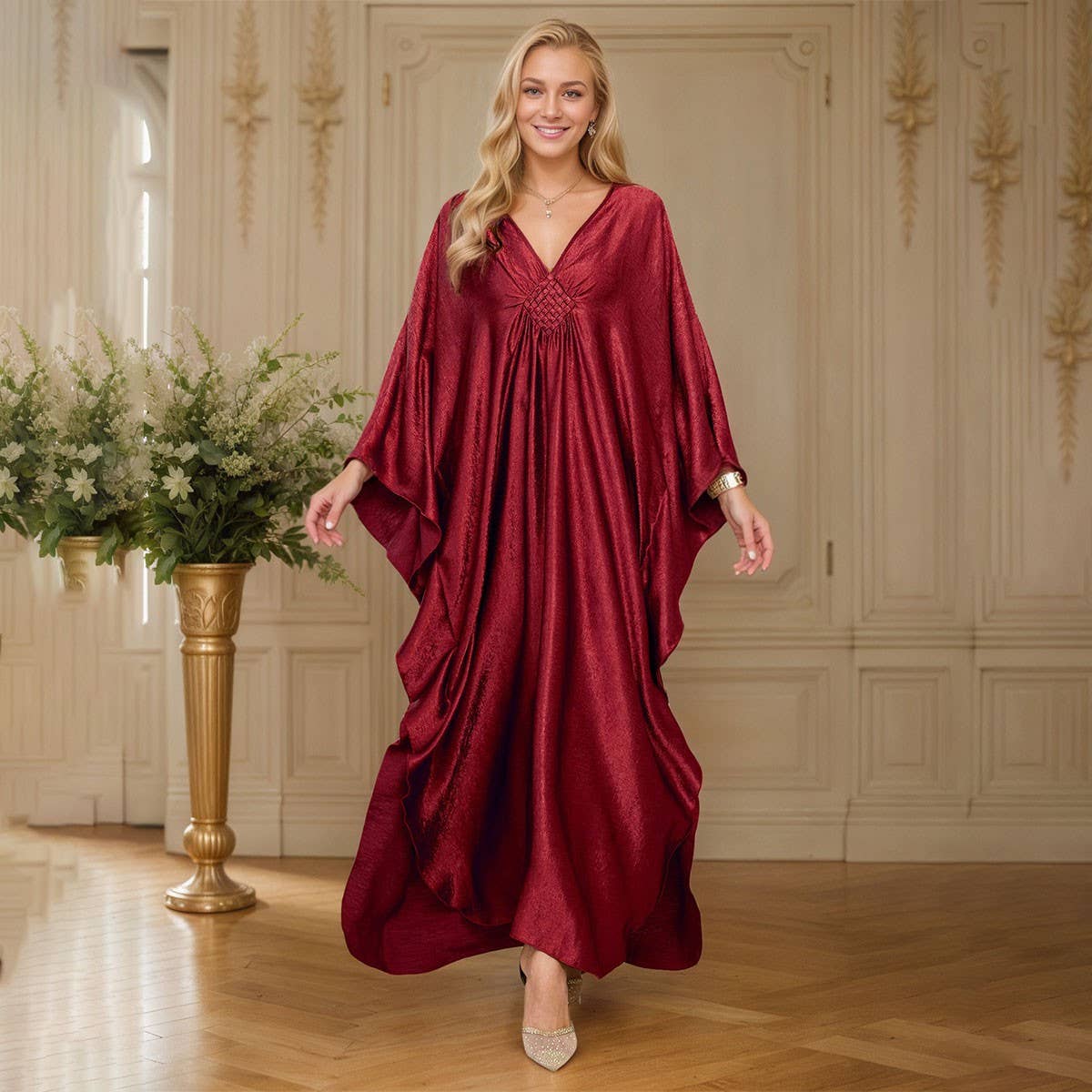 Polyester Gold Beach Kaftan Resort Robe_CWMM6145