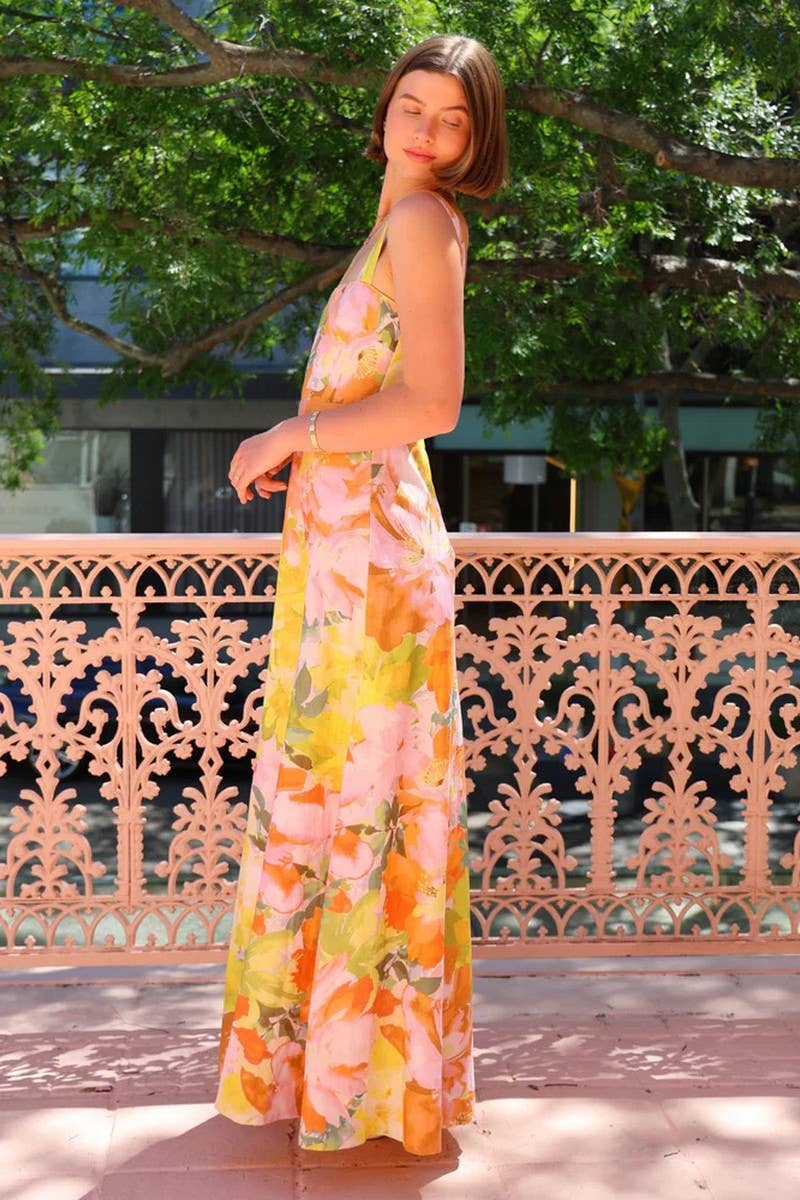 CWDMD5187_BOHO FLORAL PRINT HALTER MAXI DRESS