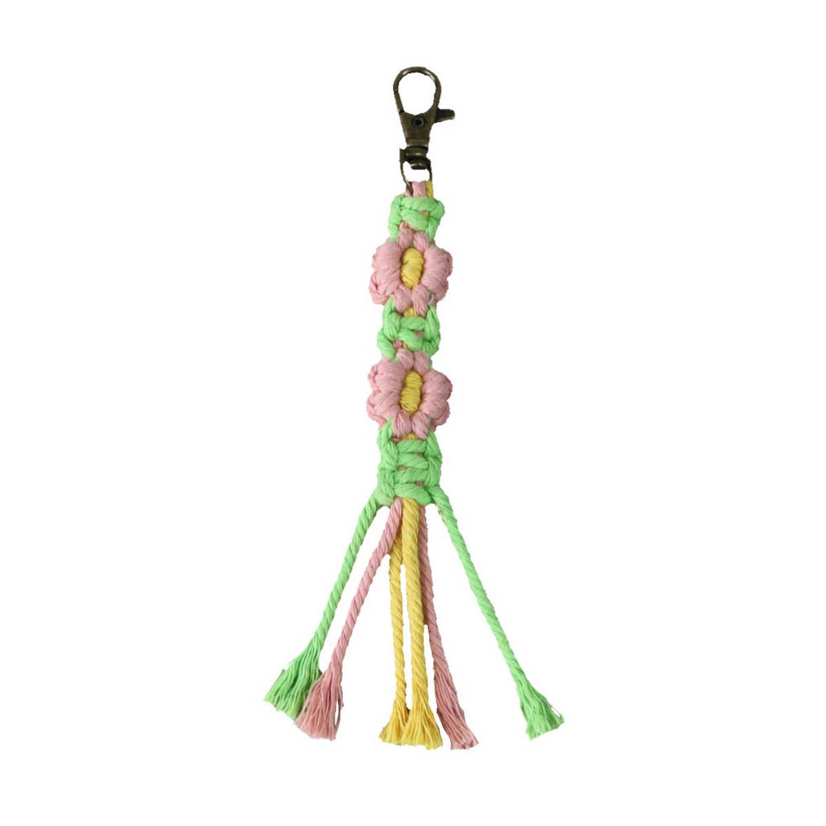 HANDMADE COTTON ROPE FLOWER WOVEN KEYCHAIN