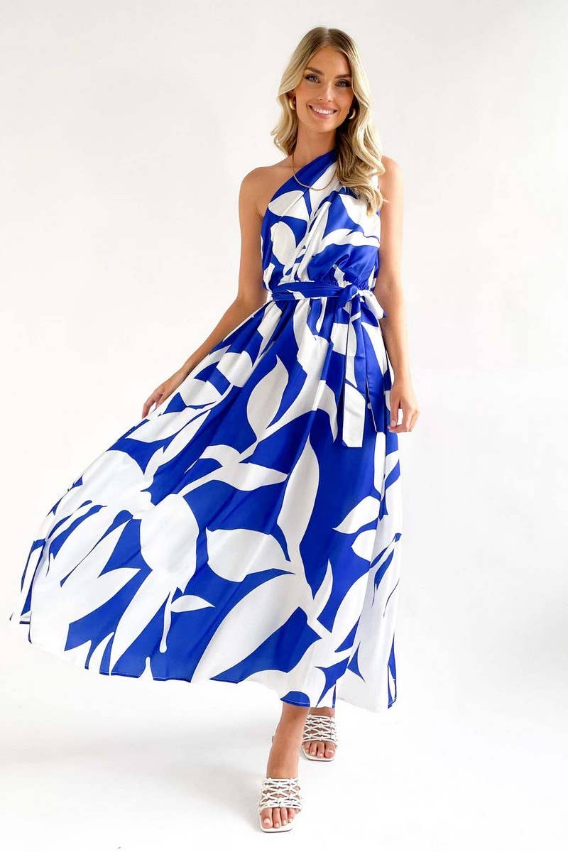 CWDMD1611_SLANT SHOULDER SLEEVELESS SEXY PRINT MAXI DRESS
