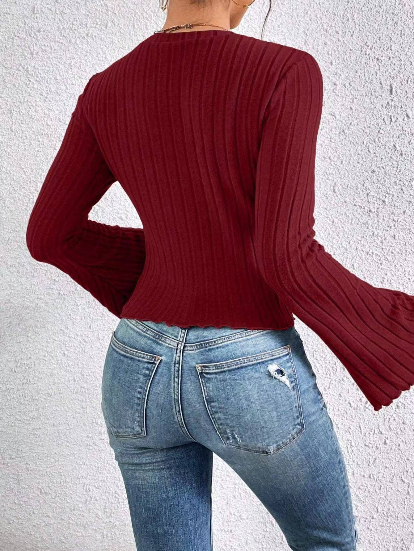 SHORT FLARED SLEEVE CREW NECK SLIM-FIT T-SHIRT