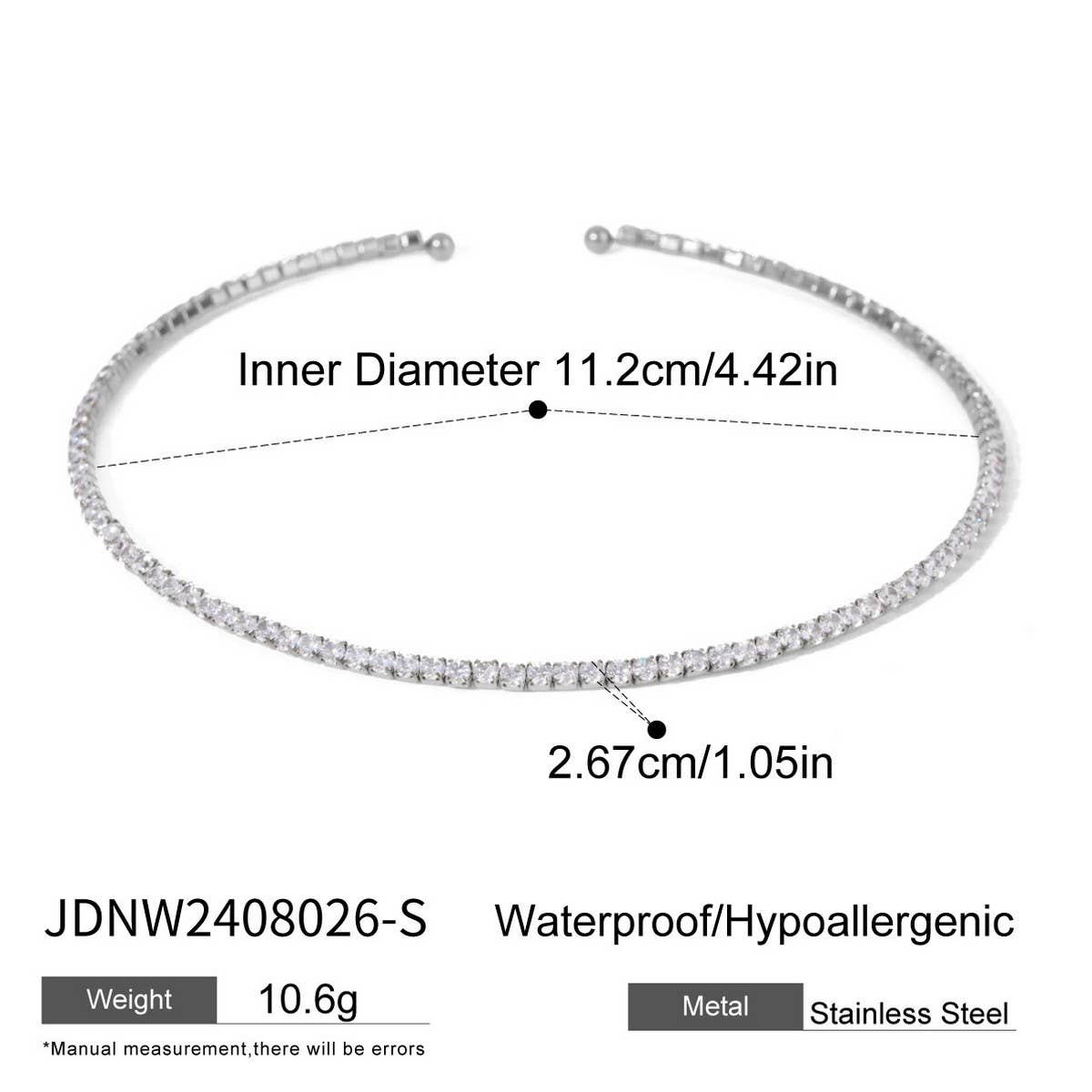 18K Gold White Zircon Full Pave Cuff Bracelet_CWAJE4659