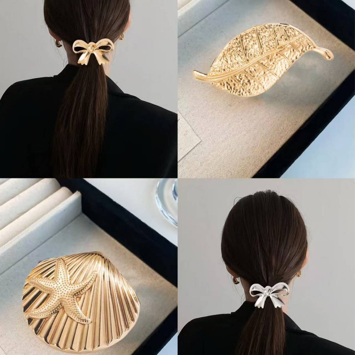 Elegant Leaf Bow Elastic Hair Tie for Women