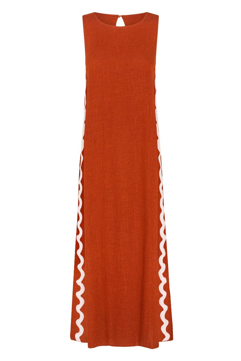 Fashion crew-neck splicing lace slit long dress