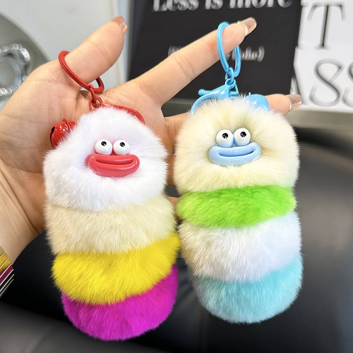 UGLY AND CUTE CATERPILLAR BAG PENDANT CAR KEYCHAIN