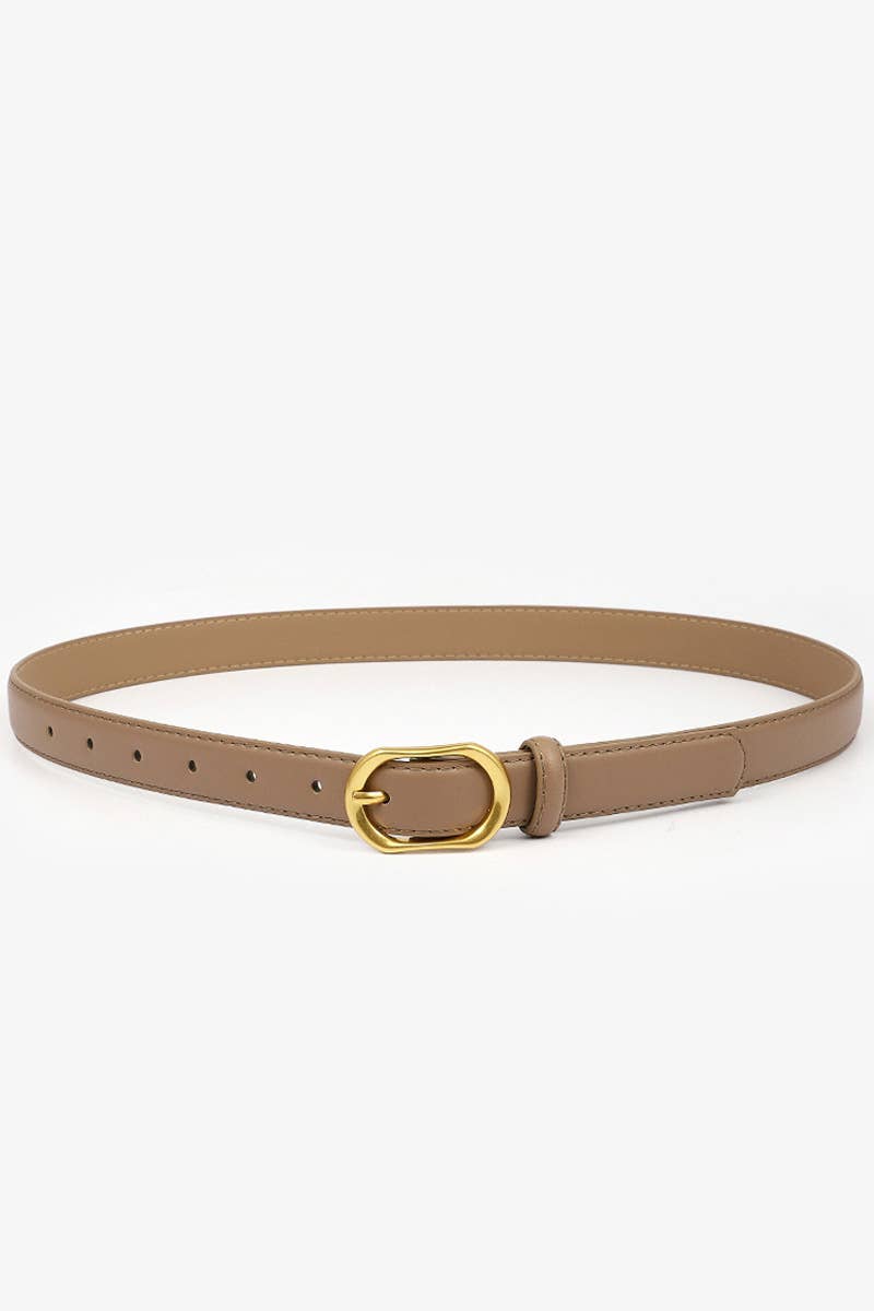 GOLD ROUND BUCKLE SLIM BELT_CWABE0086