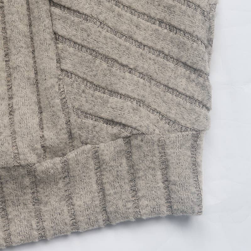 SOLID COLOR WOOLEN PIT STRIP HOODIE FOR WOMEN