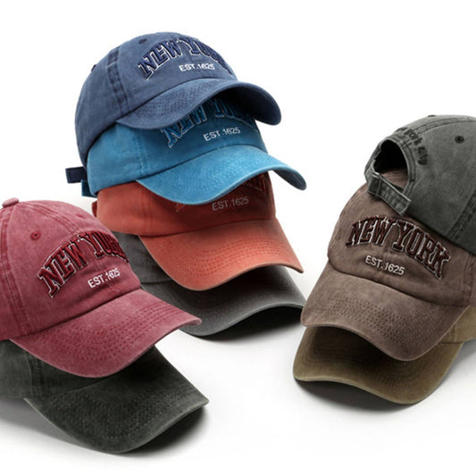 Vintage Washed NY Embroidered Denim Cap_CWAH1266