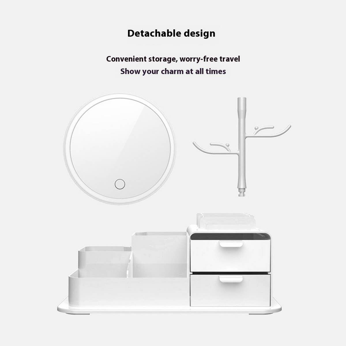 DESKTOP STORAGE BOX LED MAKEUP MIRROR