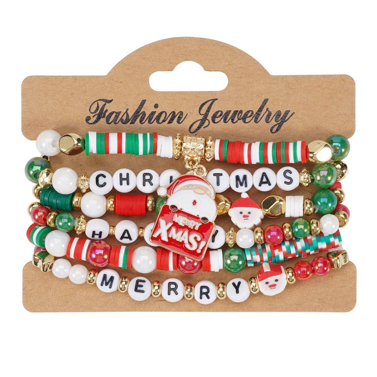 CWAJE05702_CHRISTMAS SNOWMAN TREE REINDEER CHARM BRACELET