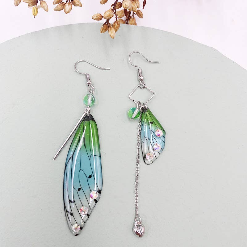 Fashionable imitation cicada wing earrings