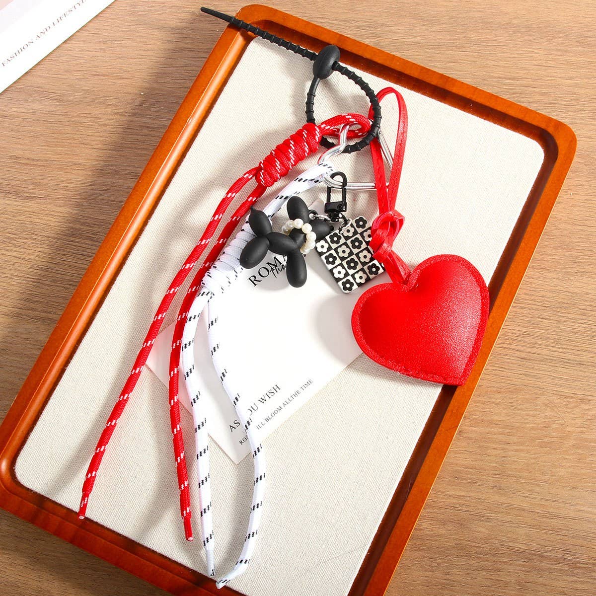 Fashion Red Leather Heart Handwoven Keychain_CWMM7742
