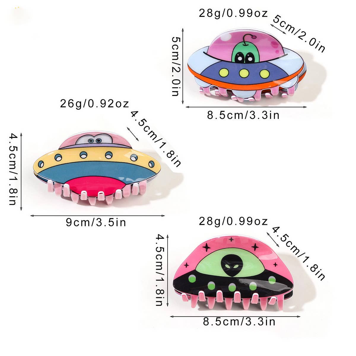 Acrylic UFO Hair Claw - Elegant Alien Shark Clip_CWAHA1637