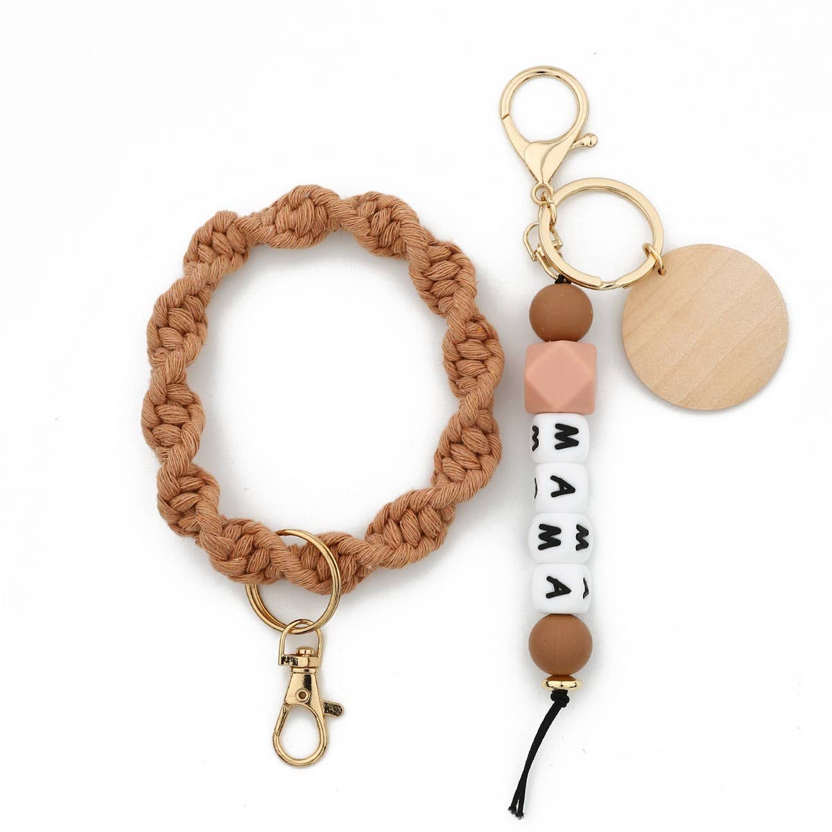 MAMA Letter Braided Silicone Bead Keychain
