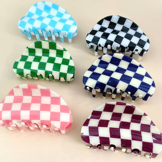 3.23"CHECKERED HAIR CLAW CLIP_CWAHA0313