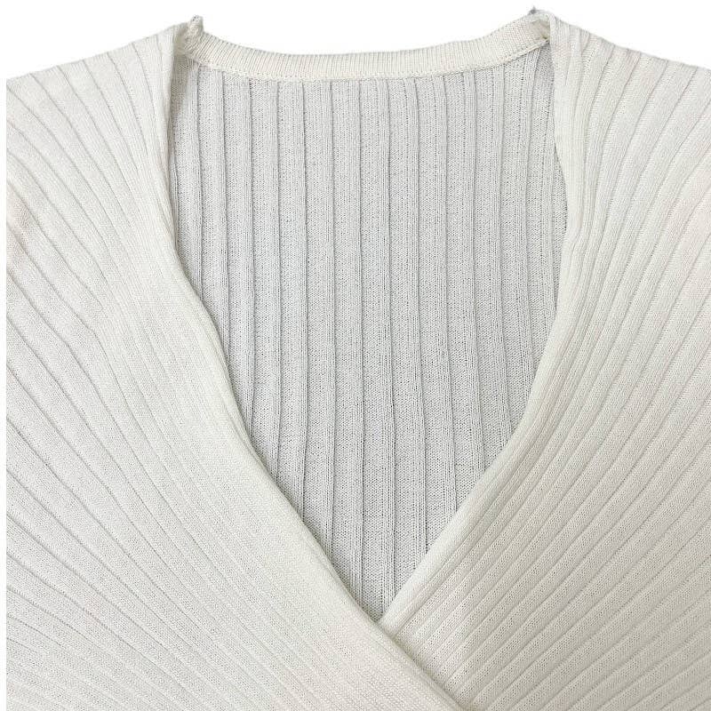 Solid-colored long-sleeved crop top knit sweater