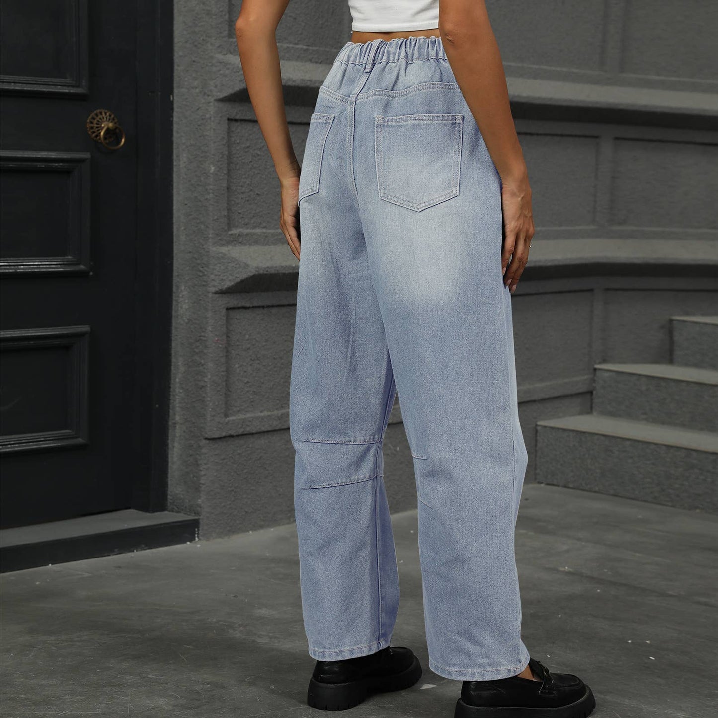 WASHED LOOSE HARLAN DENIM NINE-POINT PANTS