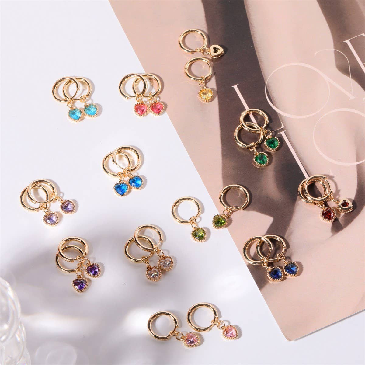 Fashion Heart Zodiac Birthstone Earrings Luxury_CWAJE5093