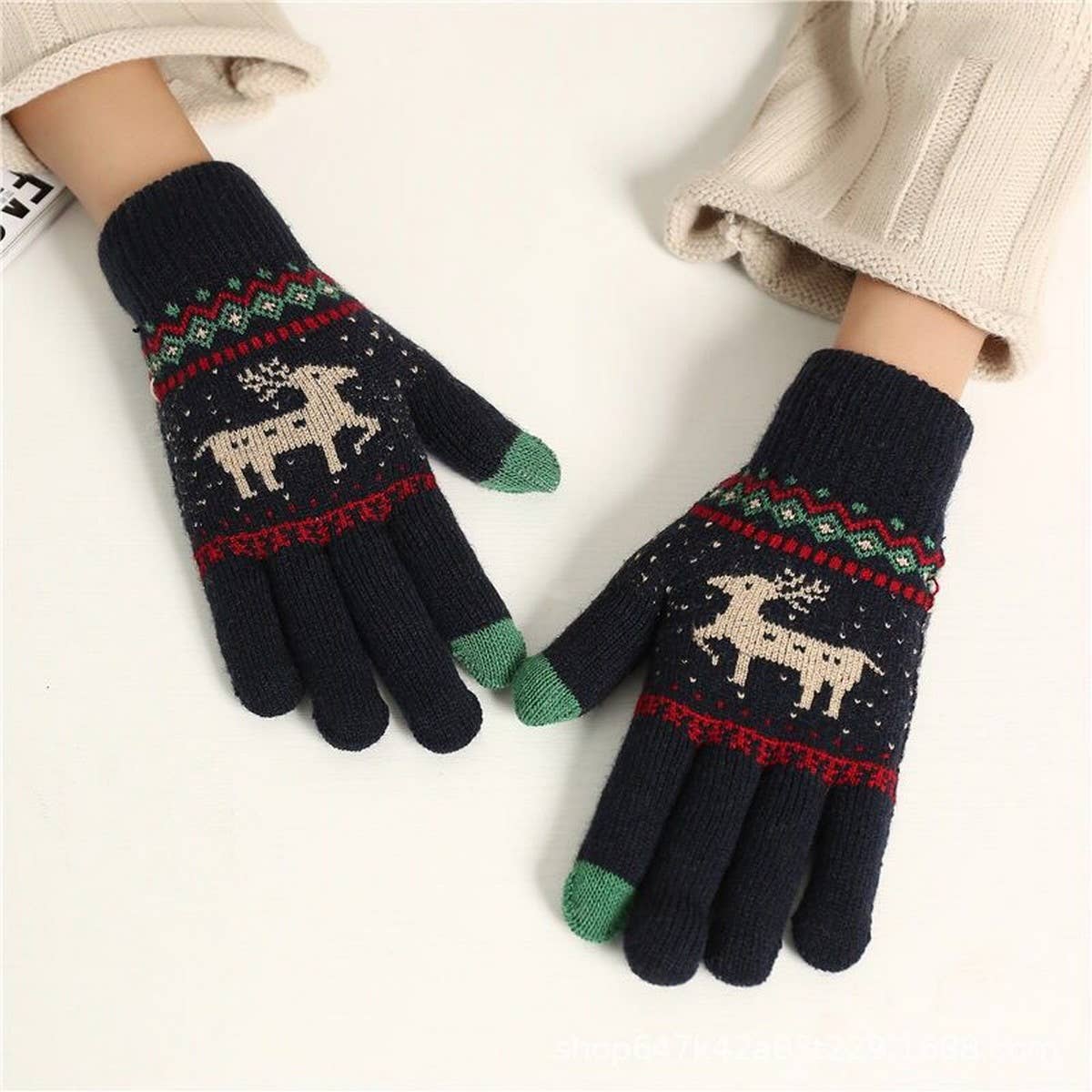 CWAG00574_UNISEX WINTER REINDEER OUTDOOR WARM GLOVES