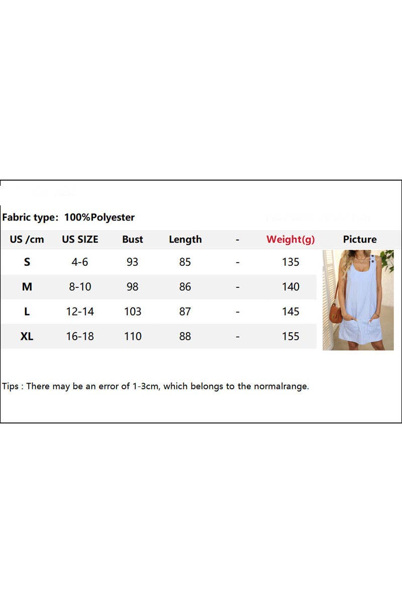 CWDSD7455_SUMMER NEW STRIPED BUTTON CASUAL DRESS