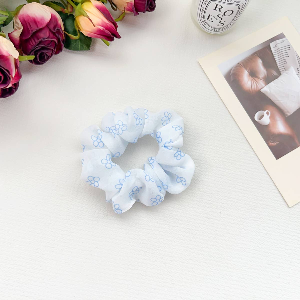 High-elasticity retro floral fabric hair band