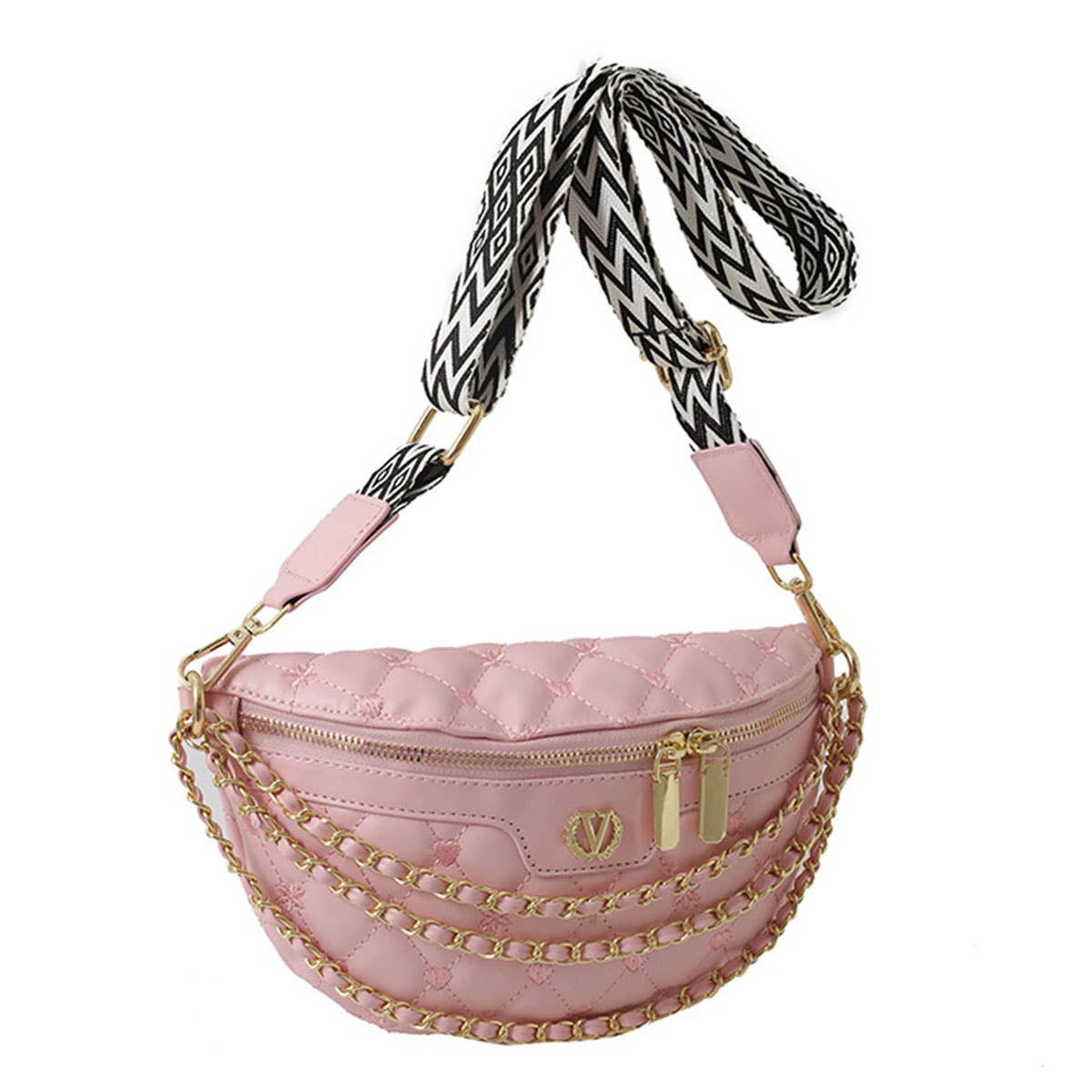PU TRIPLE CHAIN STRAP BELT BAG,CROSSBODY BAG_CWAB0944