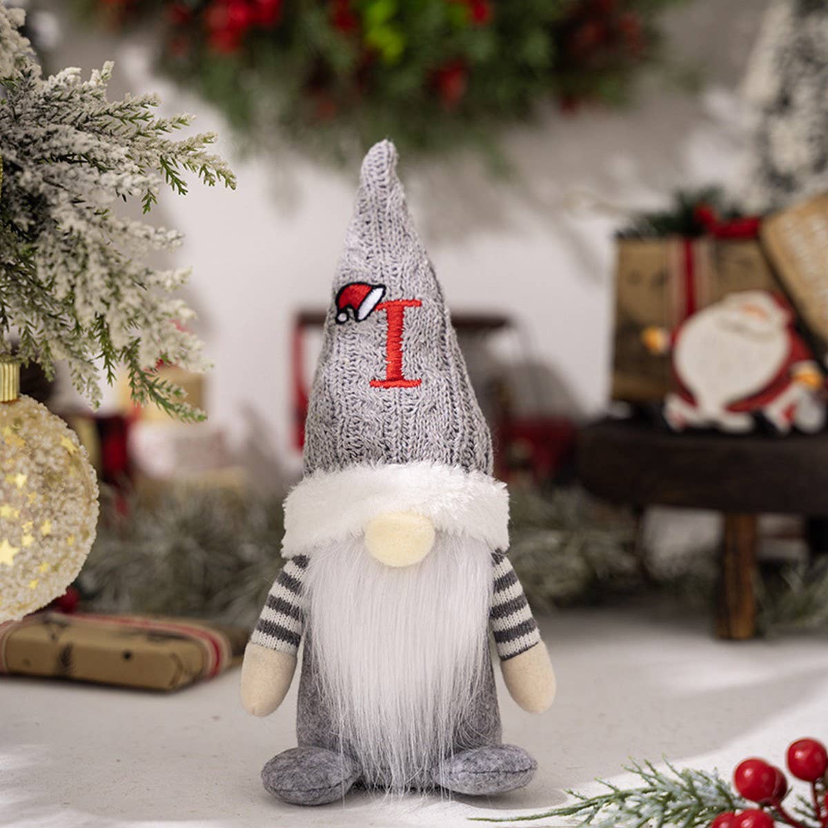 CWMM10338_CHRISTMAS KNITTED HAT GNOME RUDOLPH ORNAMENT