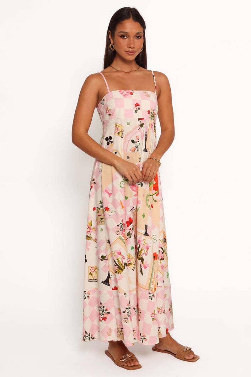 CWDMD5985_FLORAL PRINT SPAGHETTI STRAP MAXI DRESS
